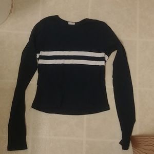 Blue and white cropped tshirt with stripe